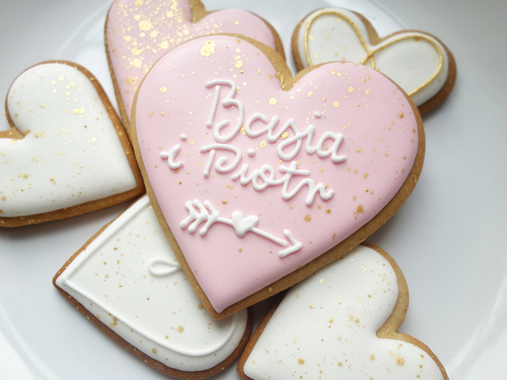 Serce z imionami - pudrowy róż